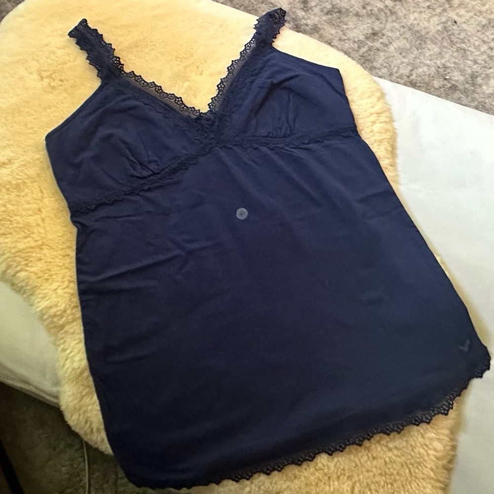 AE Navy Lace Trim Chemise Sz XL NWT